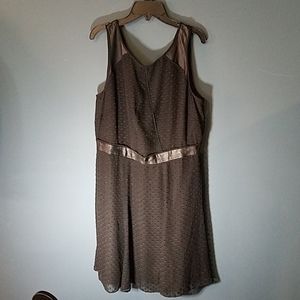 Ann Taylor Romantic Black Cocktail Dress Sheer micro-dot overlay Size 12